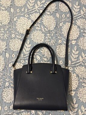 kate spade navy pebbled leather satchel with detachable strap